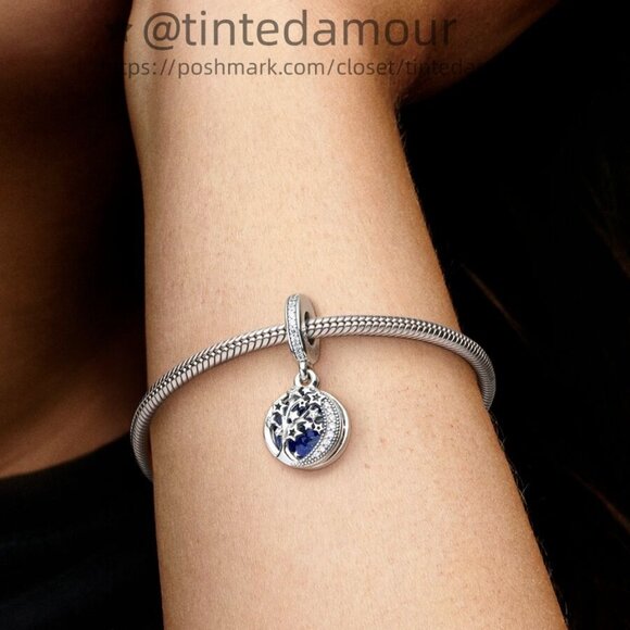 Pandora Double Dangle Tree & Galaxy Moon Charm - Picture 2 of 2